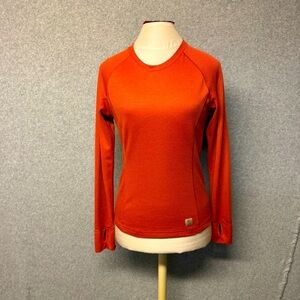 Carhartt For Women Long Sleeve T-Shirt Sz XS Medium Weight Knit Crew Neck Orange